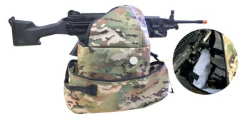 KET JJ249 brass catcher mounted on M249 belt-fed machine gun